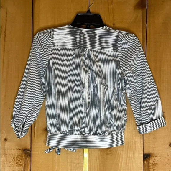 Madewell Blue Striped Wrap Top - Picture 3 of 4